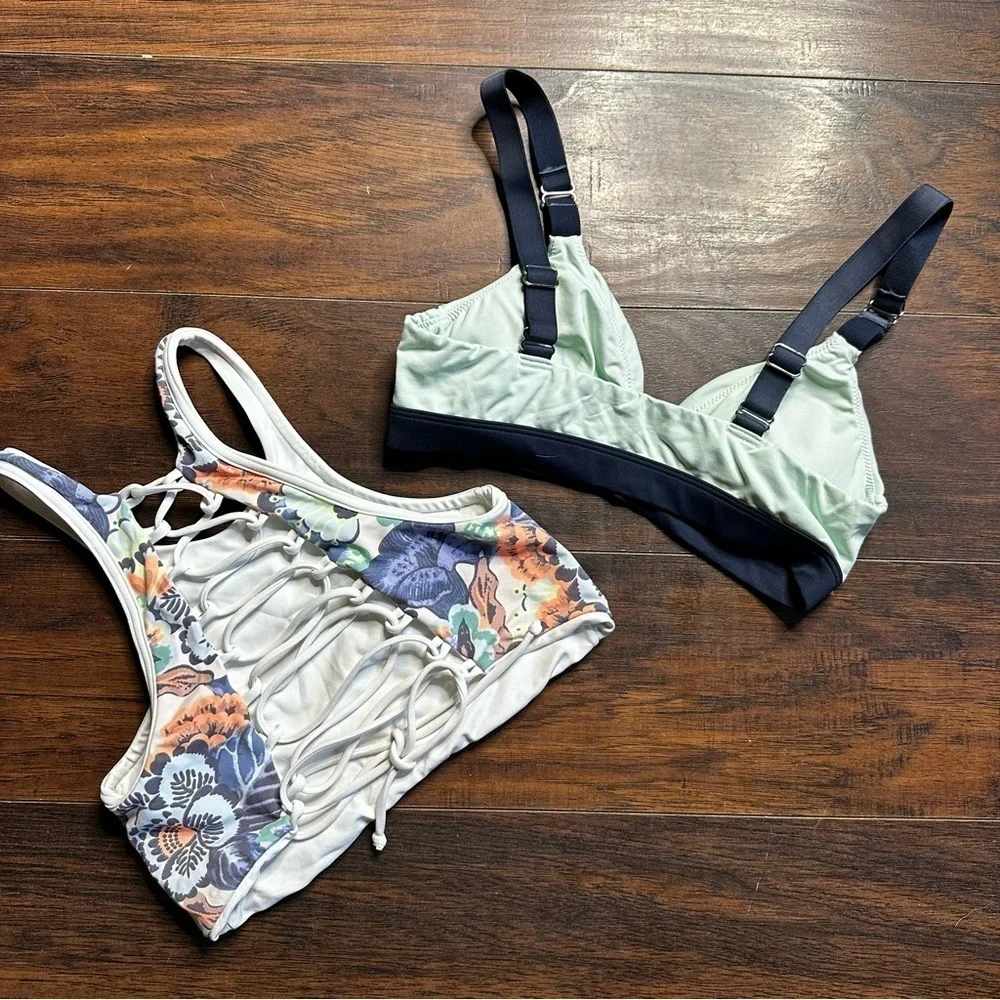 Lace Up Bikini Swim Top Set of 2